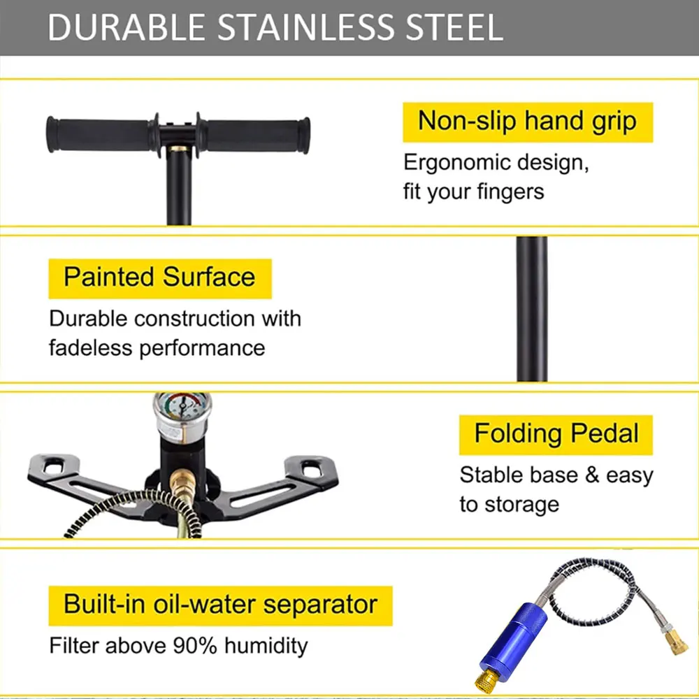 High Pressure Mini Hand Operated Air Pump Air PCP Paintball Pump Mini Compressor for Car Motorcycle Bicycle Inflator