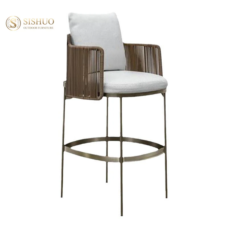 Commercial  Aluminum Frame Bar ArmChair Kitchen Rope Bar Stool Chair With Backs