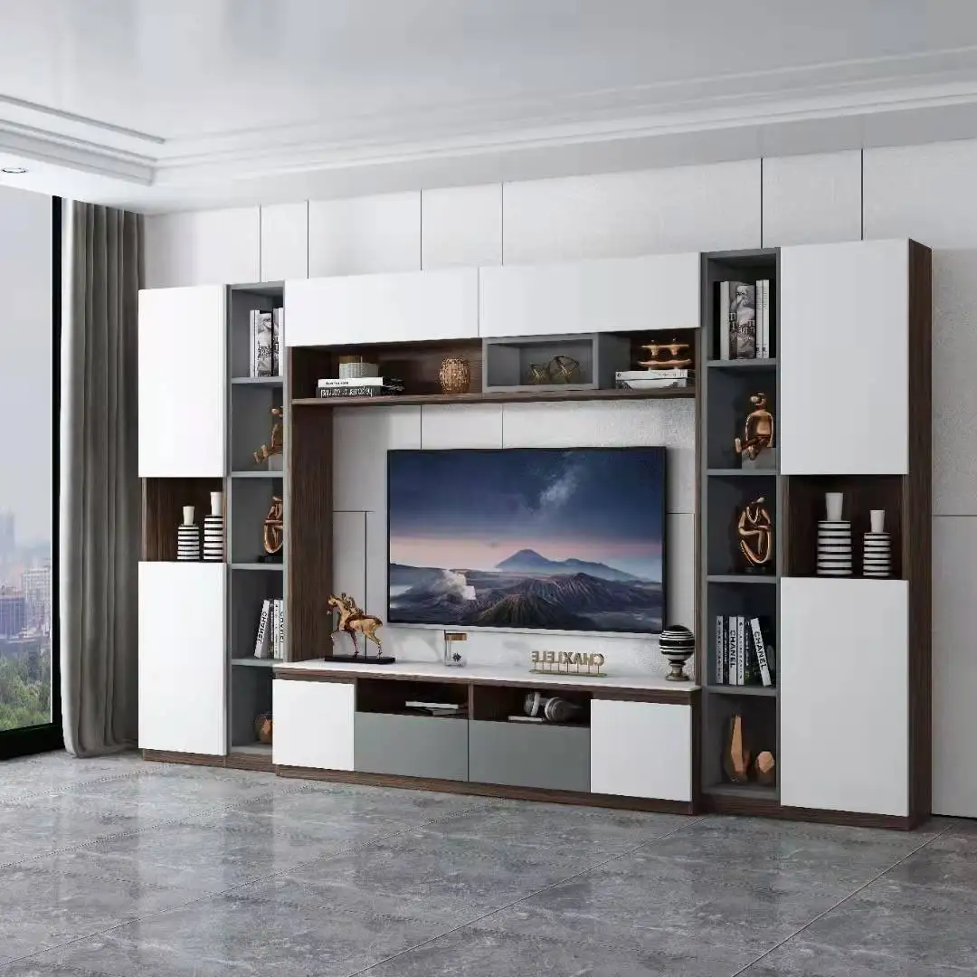Modern Design Marble Tv Stand Wall Unit Home Storage Display Wooden Tv Cabinet Luxury Living Room Furniture