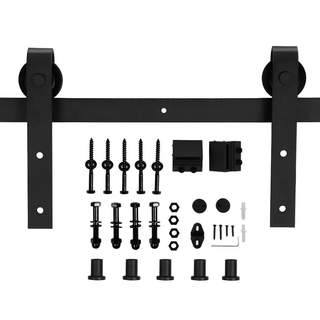 New Fashion Door & Window Accessories Q235 Carbon Steel Aluminum  Type J Sliding Barn Door Hardware Kit Barn Door Hanging Rail