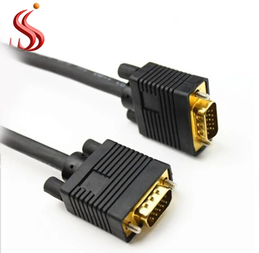 15 pin Gold connector male to male VGA cable 1.5M 3+4/3+6 15pin  For Computer Projector