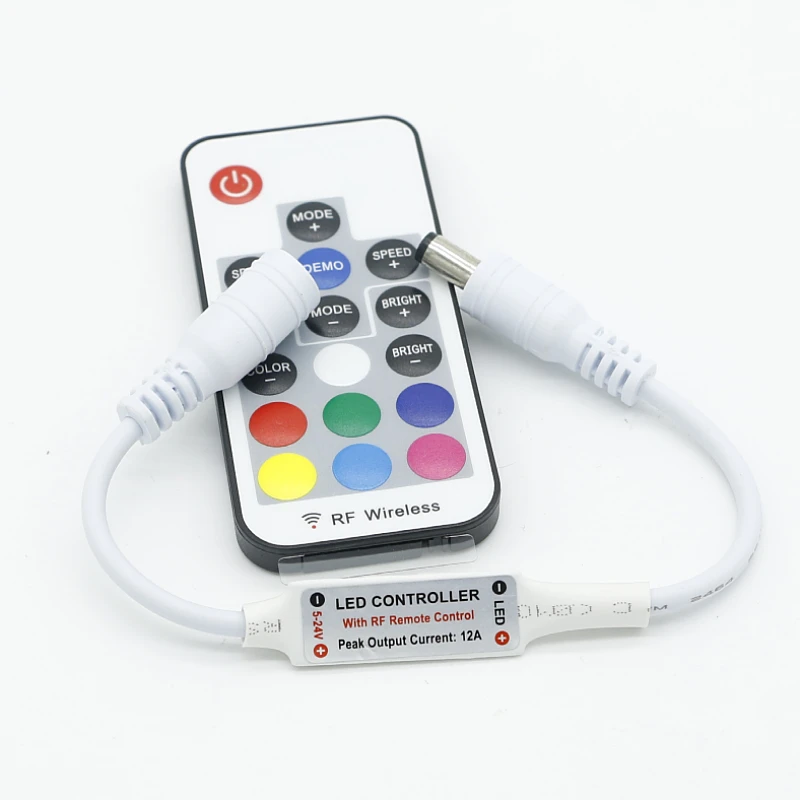 Mini RF RGB LED Controller Dimmer DC 5V-12V 6A 17 Keys Wireless Remote Control for Changing LED Strip Lights