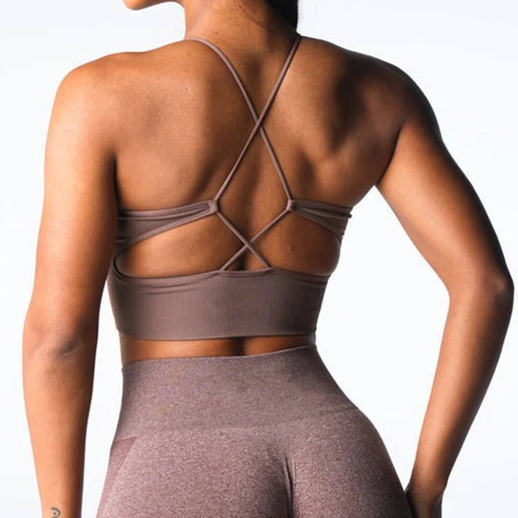 New arrivals women yoga cross back sports bra custom logo high impact gym sports yoga bra for women