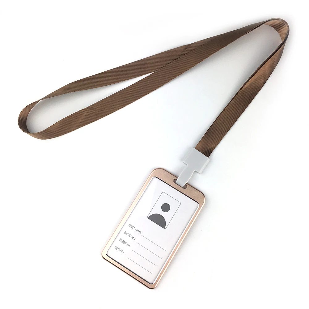 Держатель для удостоверения личности из алюминиевого сплава значки и держатель именных знаков с вертикальным шнурком полиэстера на заказ