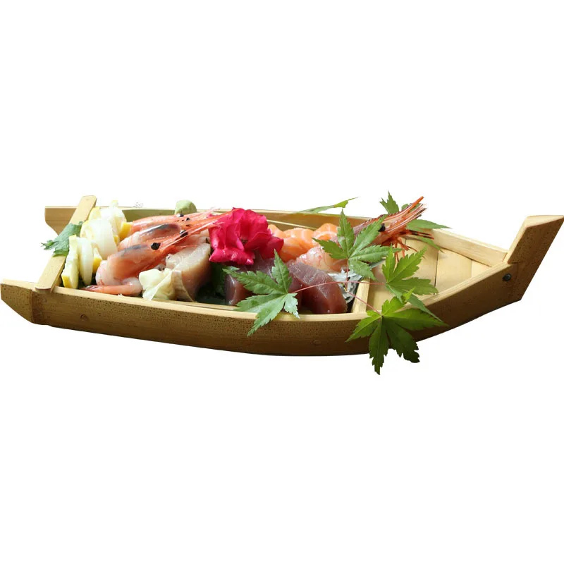 Bamboo plate sushi plate specialty restaurant basket sashimi boat type sashimi dragon boat T packaging trays serving trays