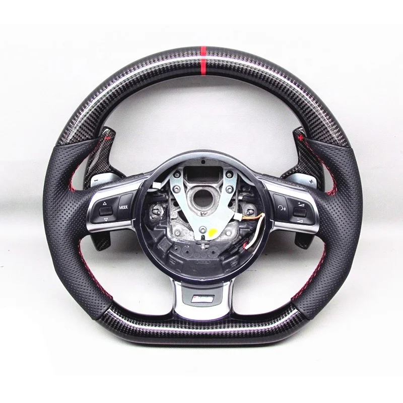 AUTO RACING CAR STEERING WHEEL FOR Audi TT TTS R8 GT RS6 RS3 Red Ring CARBON FIBER STEERING WHEEL