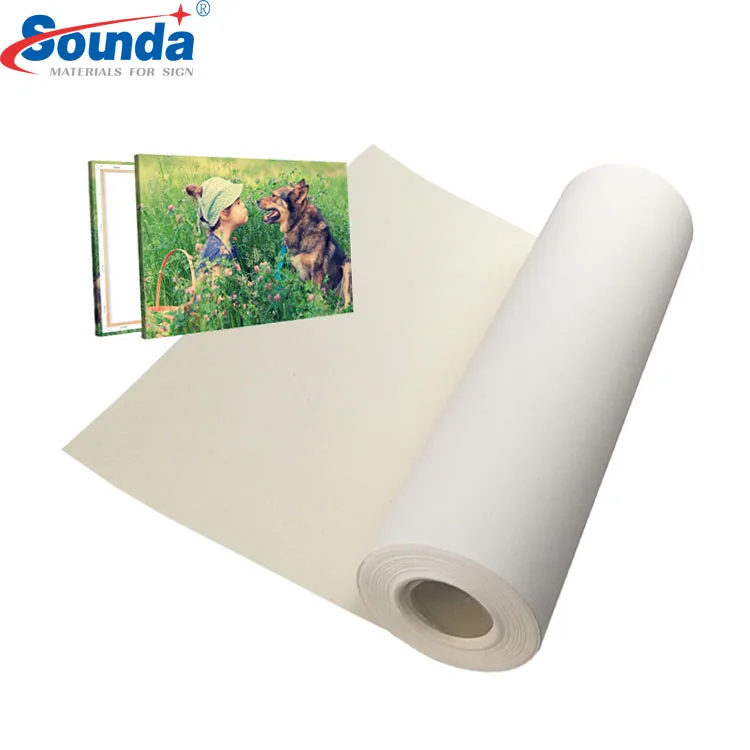 Professional high quality eco solvent anti scratch poly cotton printing matte linen canvas roll 0.61 to 2.20 width