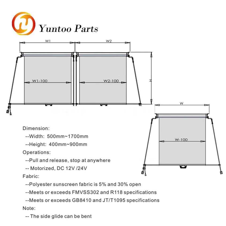 Single manual slow rise spring curtain Roller blind with clutch and speed control for driver