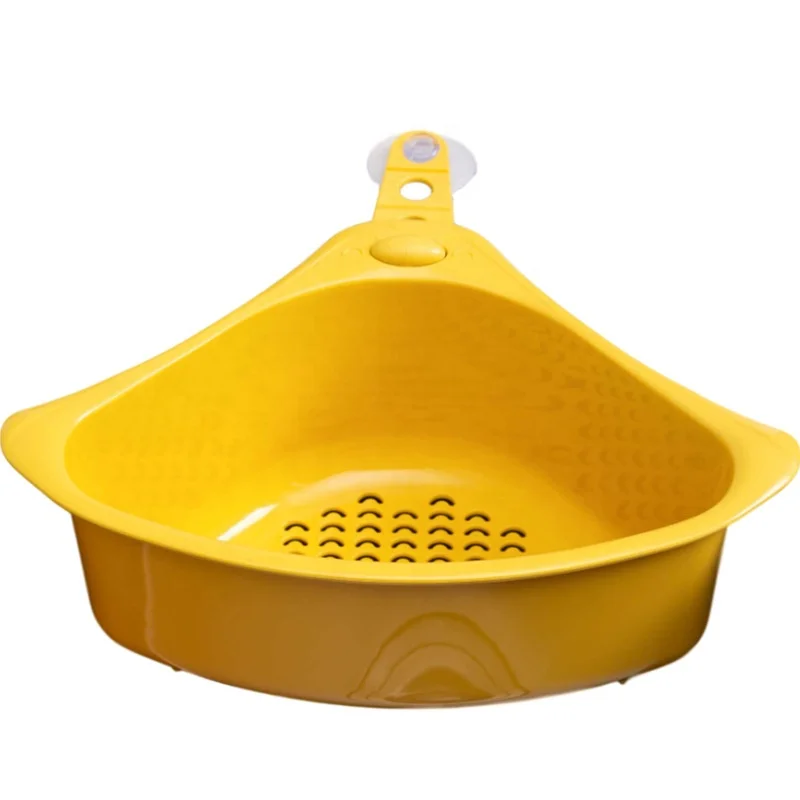 Kitchen Triangular Sink Organizer MultiFonction Vegetable Fruit Sink Strainer Storage Filter Basket With Suction Cup