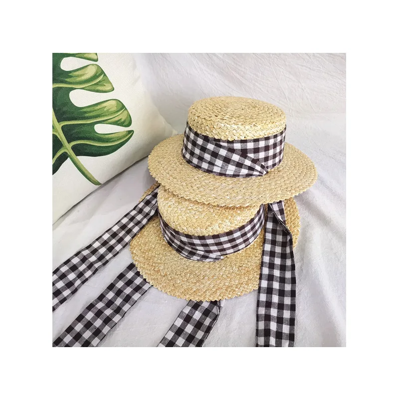 Fashion Summer Women Wide Brim Natural Straw Hat Chapeau Female Sun Hats Black Panama Beach Straw Boater Hat