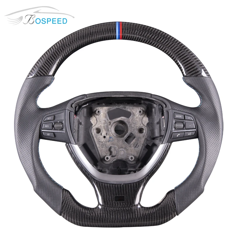 Руль из углеродного волокна для BMW F10 M5 2012-2016, с трехцветными полосками BMW на 12 часов