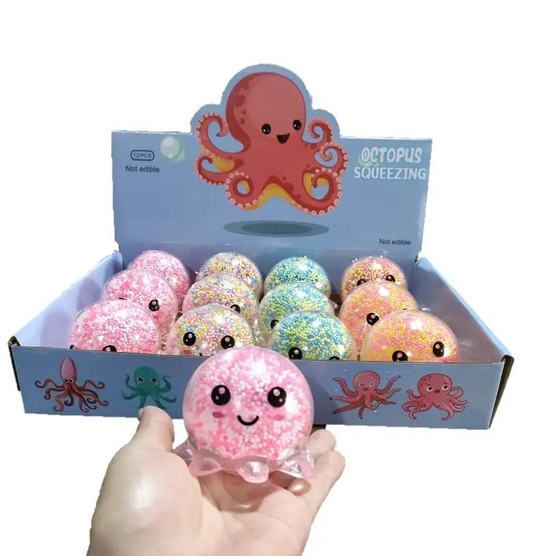 Hot Kawaii Animals Light Up Octopus Colorful Foam Squeeze Soft Tpr Relieve Toys For Girls