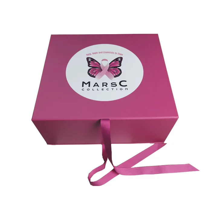 Wholesale Luxury Gift Packaging Foldable Magnetic Gift Box With Ribbon Closure Paper Box Packaging for Wedding Gift