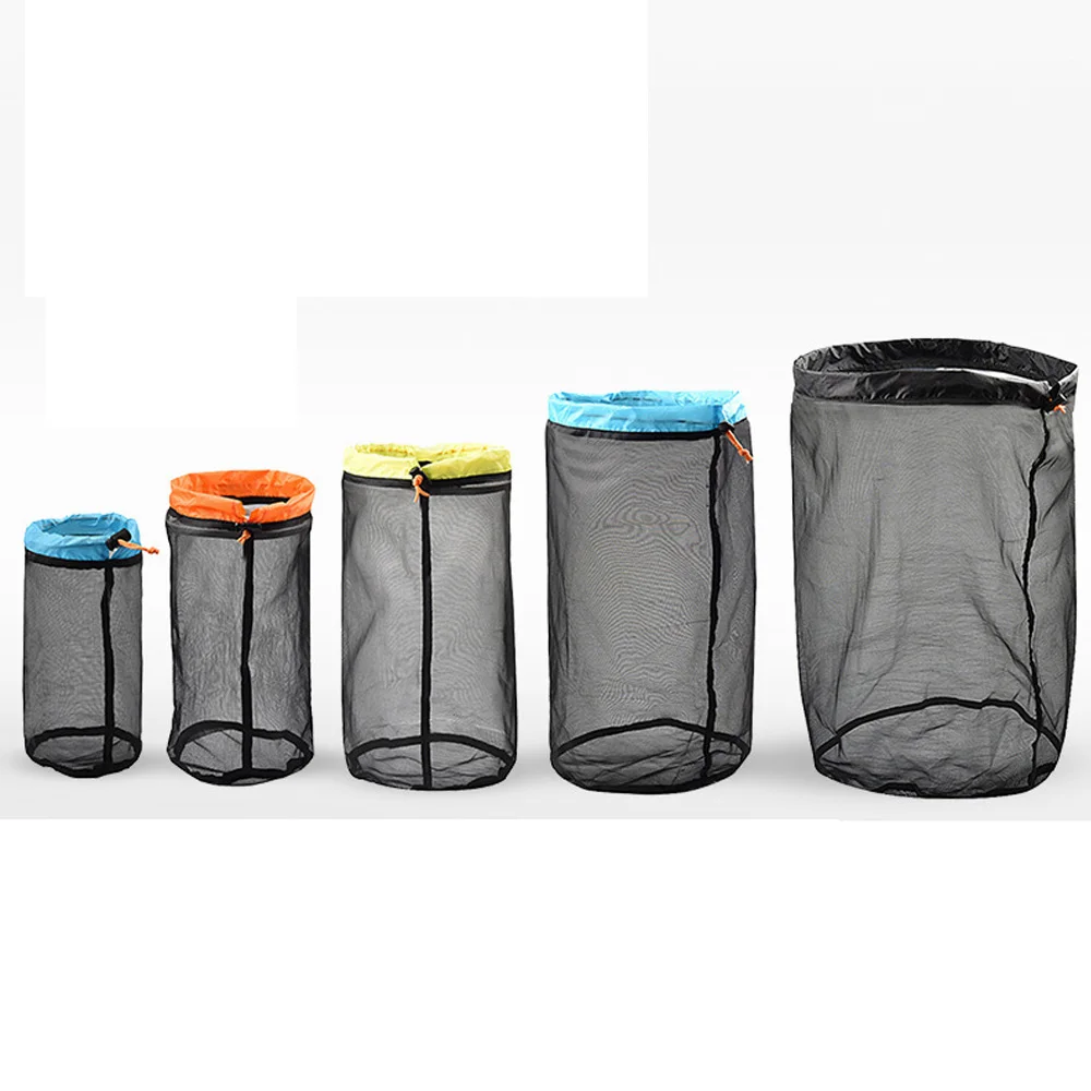 Popular Outdoor Sports Camping Hammock Mesh Storage Bag Travel Clothes Drawstring Down Sleeping Bag Compression Bag