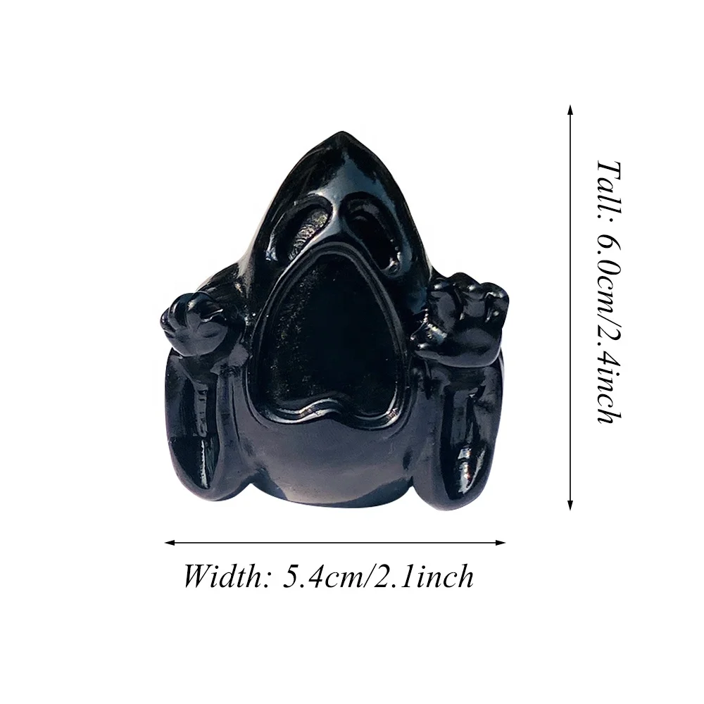 Hotsale natural high quality crystal black obsidian crafts ghost hand carved black obsidian awful ghost carvings for decoration