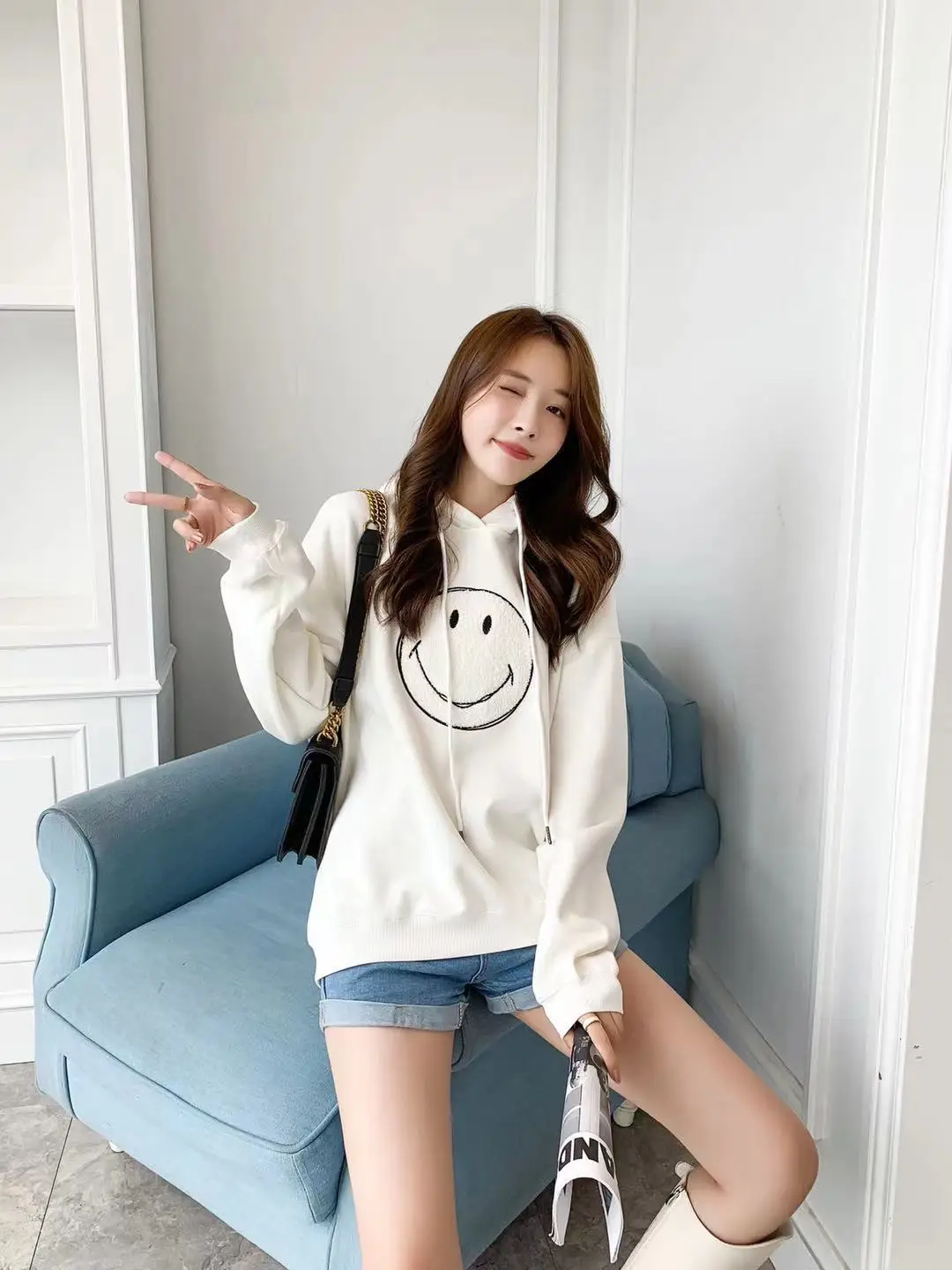 Oversize 50% Cotton 50% Polyester Hoodies Cotton Polar Fleece Women Pink Sweater Pullover Embroidery Unisex Sweatshirt