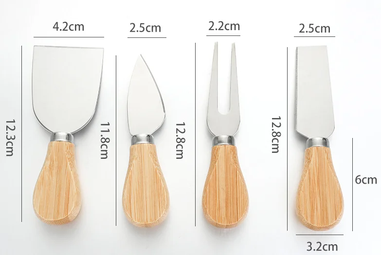 Customize Logo Cheese Knife Fork and Shovel Tool Set Stainless Steel Cheese Knife with Wood Handle Cheese Pizza