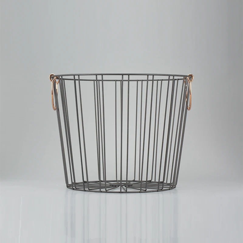 Wholesale Round household Metal stacking Basket with handle for sundries