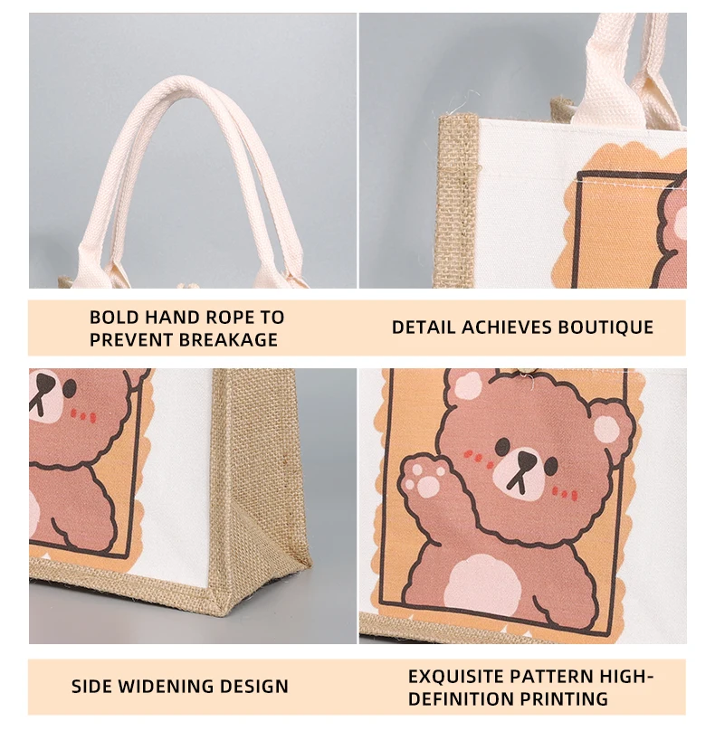 The best-selling cartoon cute printed linen handbag in the market