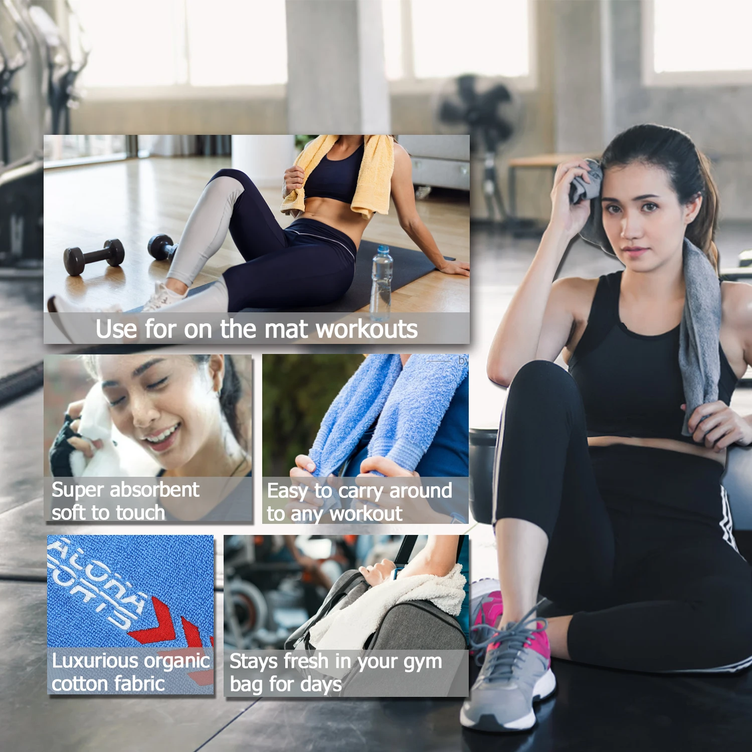 100% Cotton Personalized Embroidery logo Towel Custom Gym Towel Jacquard Sports Towel