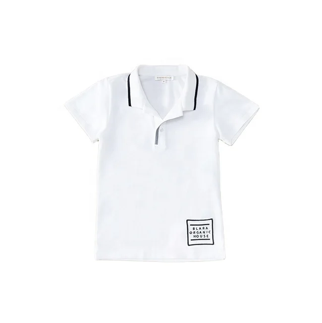 
Soft organic polo shirts Embroidery top quality round neck big boy shorts plaid white clothing 
