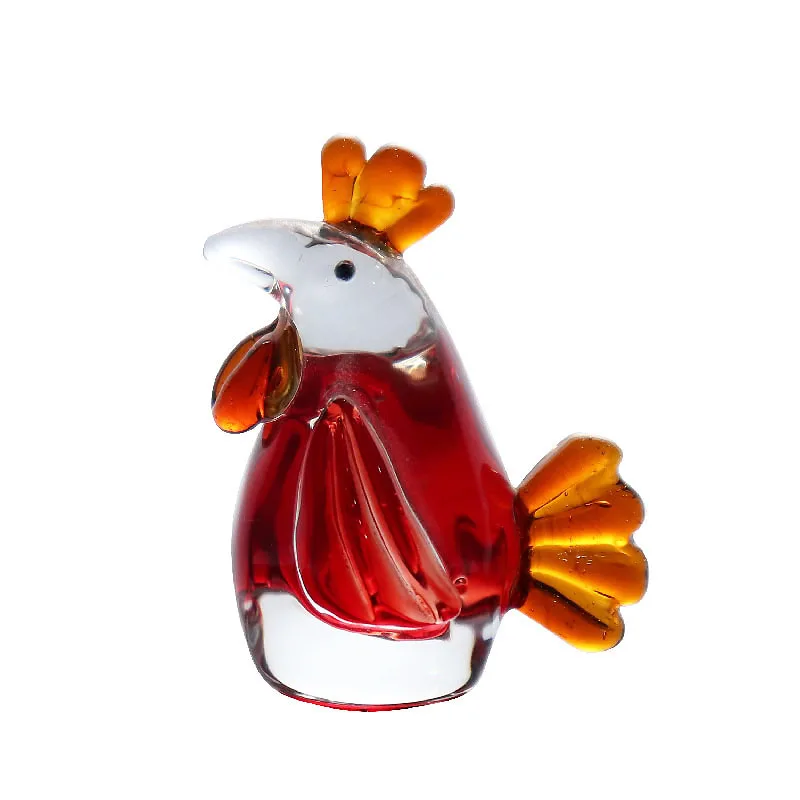 Wholesale solid color glass glass chicken animal figurines for home decoration