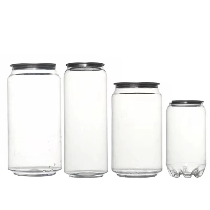 250ml 330ml 350ml 500ml 650ml PET clear juice can with easy open end plastic beverage can