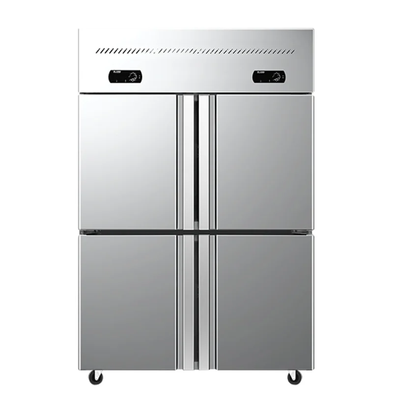 Manufacturer Direct Sales Stainless Steel Four Door Freezer Single/Dual Temperature Options Available Fridge Upright Chiller