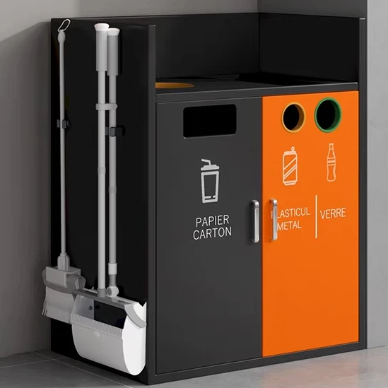 Standing Recycling Rectangular Stainless Steel Trash Can with Lid