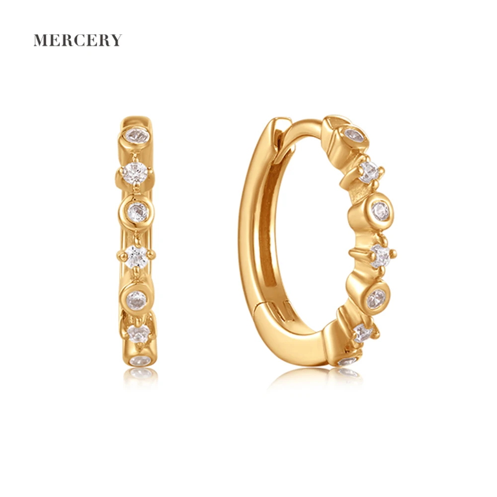 Mercery Luxury Jewelry Small Huggie Hoop Earring 2023 Trend Jewelry 14K Solid Gold Huggie Earrings Diamond For Women