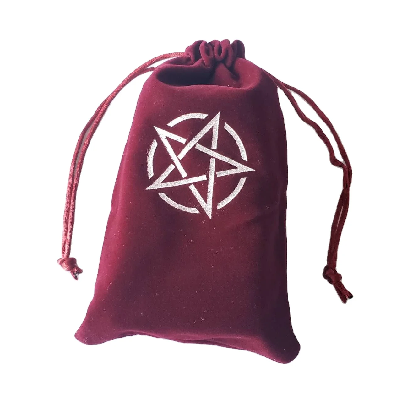 High Quality Velvet Tarot Red Pentagram Tarot Bag Embroidery Drawstring Tarot Tablecloth Suitable For Board Games
