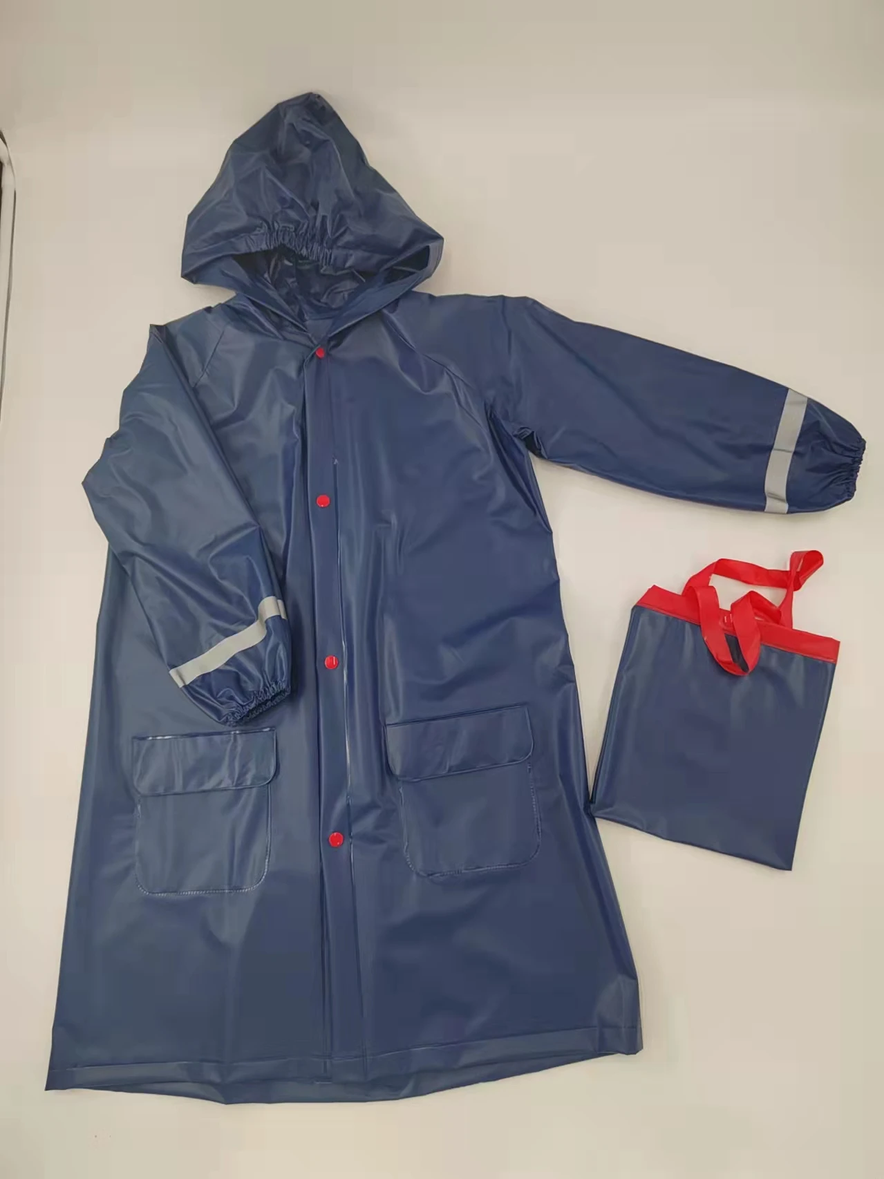 Wholesale high quality reflective strip PVC rain coat for kids waterproof School Outdoor Camping rain coat