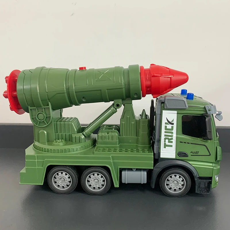 Remote Control Missile Military Truck  2.4GHz RC Army Truck Toys with Metal Cab Missile Launch With Control Barrel