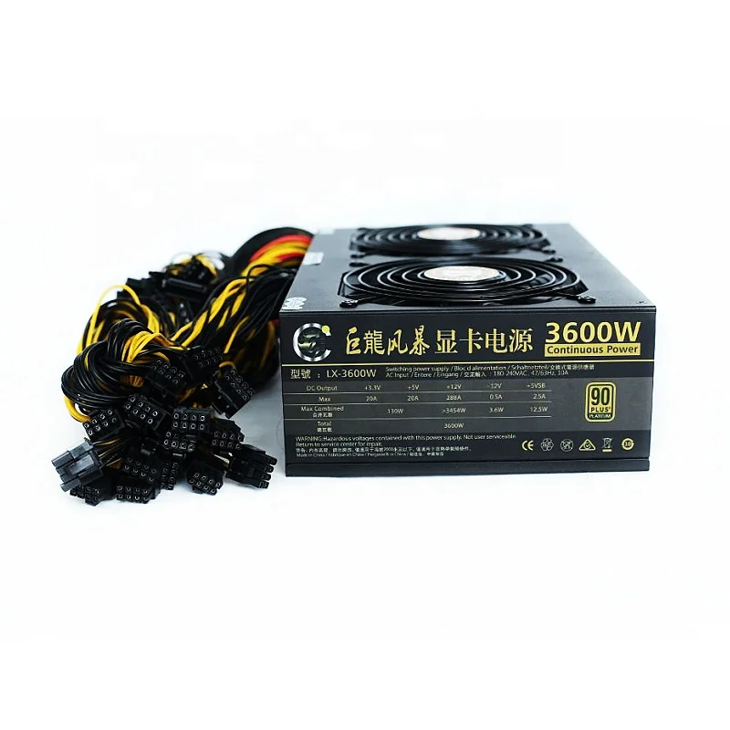 Горячая Распродажа ATX 1600 Вт 1800 2000 3300 3600 90PLUS ЗОЛОТОЙ блок питания для ПК с поддержкой 6 GPU 8