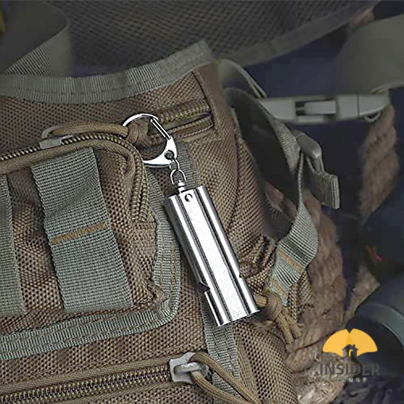 Fishing Training Rescue Stainless Waterproof Emergency Survival Double Tube 120DB Whistle With Lanyard Keychain