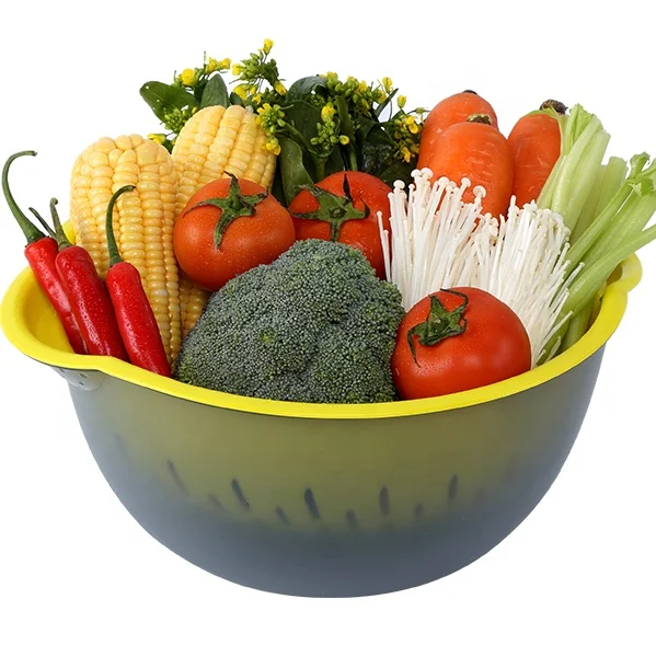 Haixin Creative Design Kitchen Plastic Wash Rice Fruit Vegetable Wash Basket Drain Colander Strainer Basket