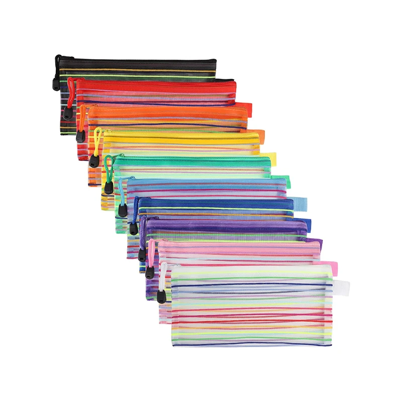 High Quality Children File Pvc Make Up Pencil Bag Mesh Hold Pen Case