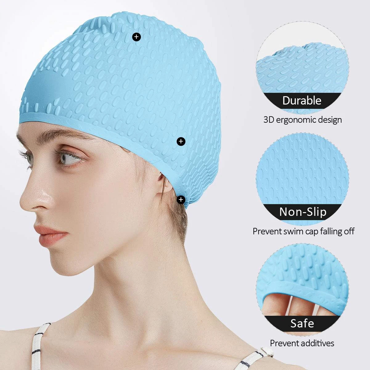Bubble Silicone Swimming Cap Waterdrop Swim Cap For Short Medium And Long Hair