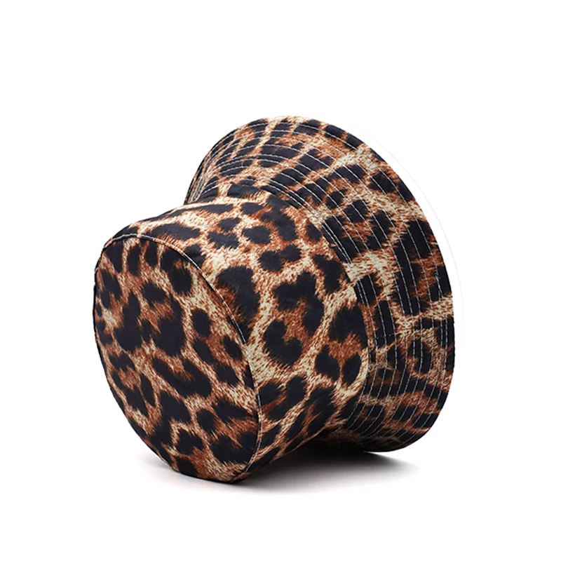 Outdoor Sun Fashion Style Panama Cap for Men Women Double Sides Reversible Fisherman Hat Animal Pattern Leopard Print Bucket Hat