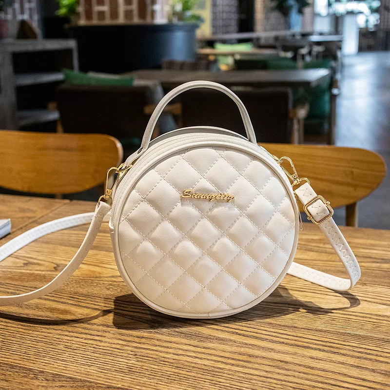 Custom PU Leather Women Purses Handbag Trendy Handbags Round Ladies Mobile Phone Bags