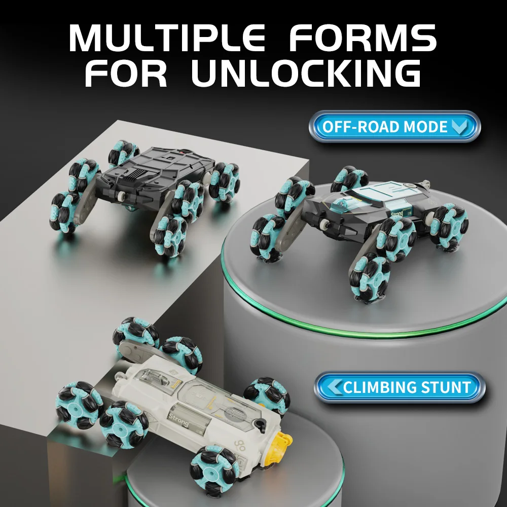 Qilong Six Wheels Climbing Rc Stunt Car 2.4G 360 Rotation Spray Dual-Mode Remote Control Car With Light Music Radio Control Toys