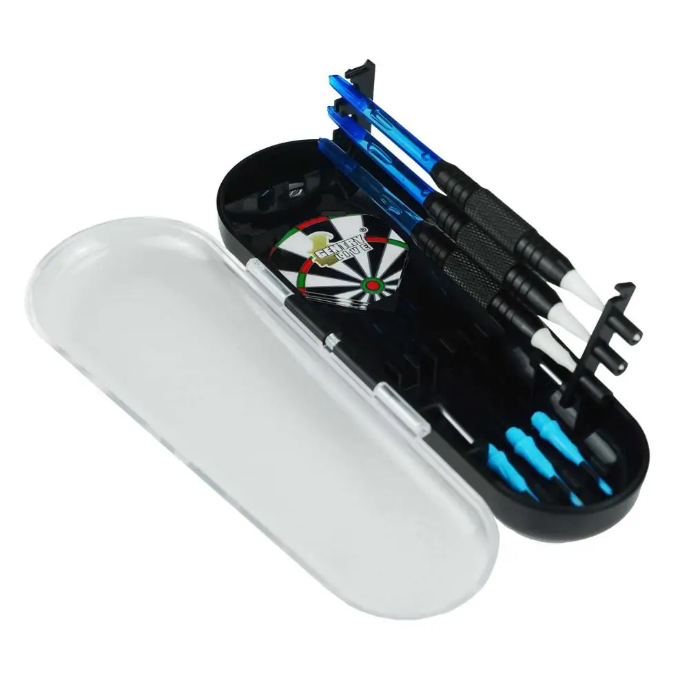 
Gentry Live Soft Tip Dart Set With Blue Nylon Shafts + Standard Flight + Black coated Brass Barrel + White Soft dart tip + Cases 