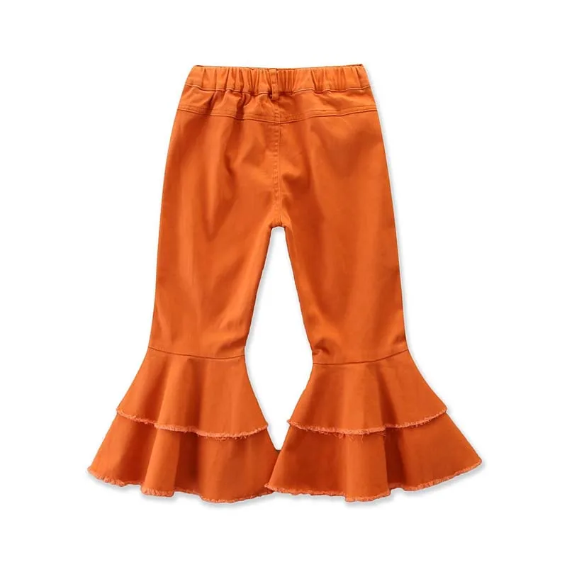 2023 New Cute Fashion 2-6Years Bell-Bottoms Pants Denim Wide Leg Jeans Trousers Jeans Kids Girls Denim KJPS-005