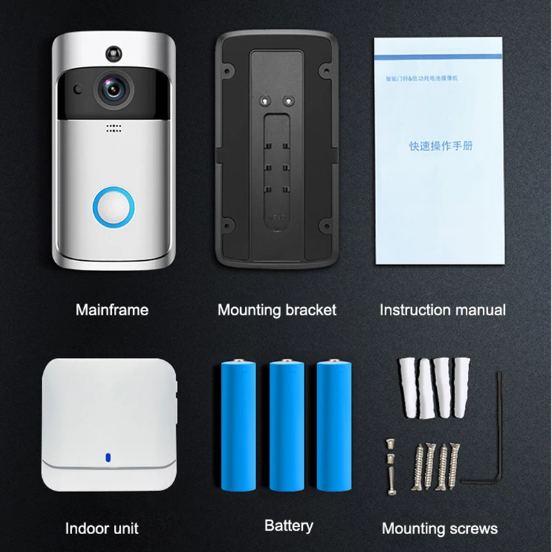 1080P Doorbell Camera Wifi Video DoorBell Camera Wireless Video Door Phone Intercom HD Ring Wifi Doorbell Camera for Apartments