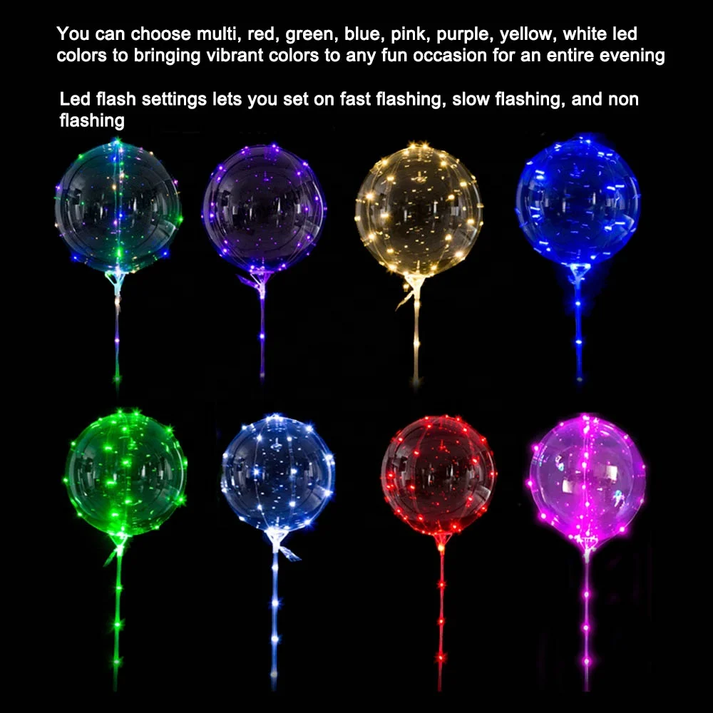 Party Toys LED String Light Night Glow in the Dark Balloon Ballon with Stick