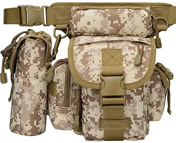 Amazon Hot Sale Military Water Bottle Pouch Travel Cycling Hiking Waist Packs Tactical Molle Drop Leg Bag