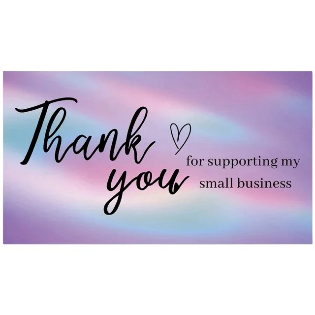 Holographic Rainbow luxury customized business gift Thank You Cards printing for Supporting My Small Business with logo