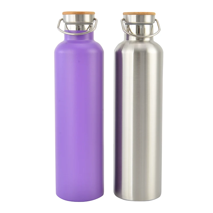 Custom Logo Vacuum Flasks Thermo Portable Insulated Travel Drinking Water Flask with Bamboo Lid