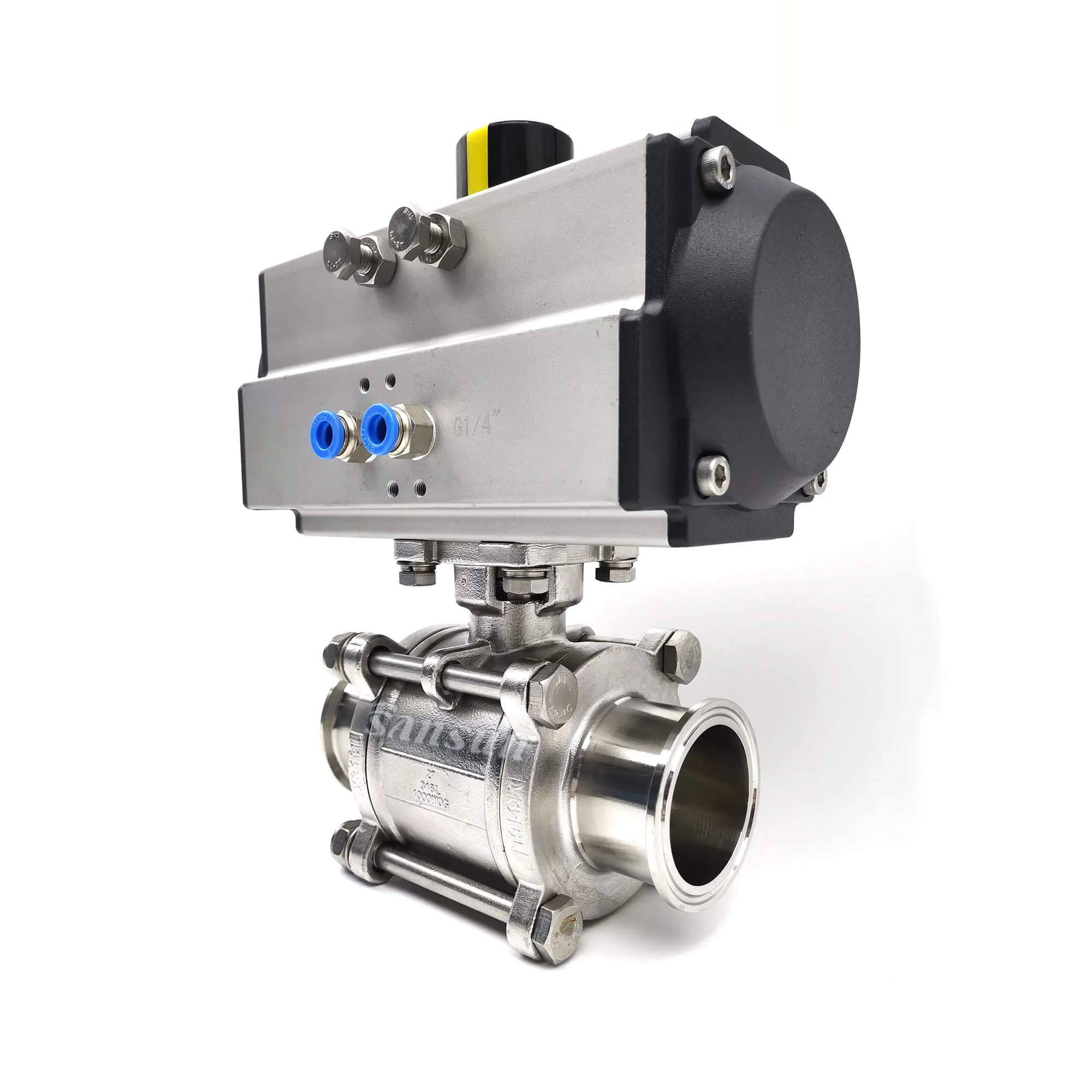 Stainless Steel Threaded Pneumatic Actuated 3 PC Ball Valve