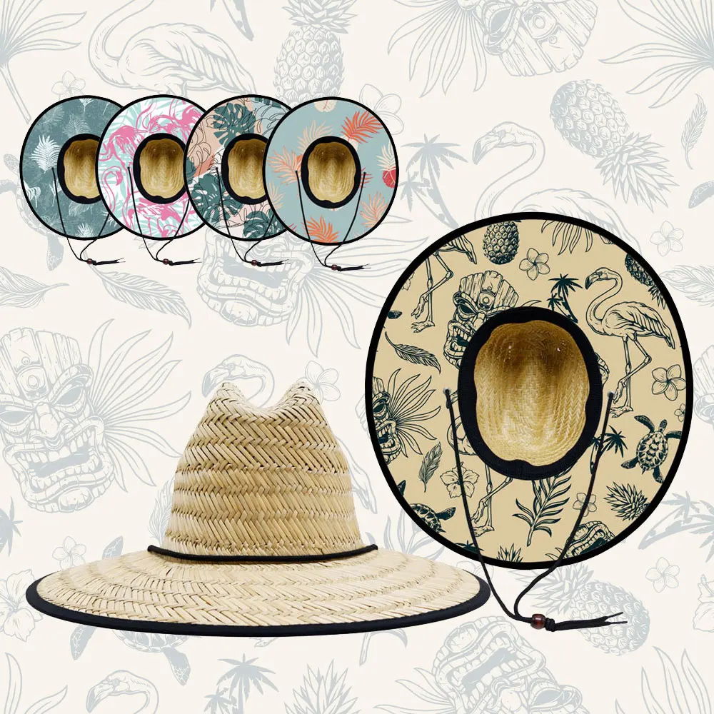 Summer Florida surfers aloha unisex sombreros wholesale straw lifeguard hats for men with custom logo